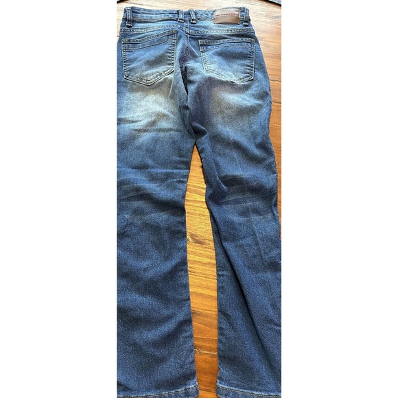 M Society Politically Incorrect Jeans Sz youth12/25 Blue Denim Front Leg Design - Picture 7 of 8
